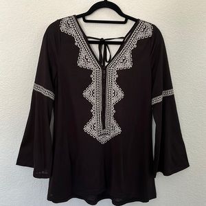 Women’s blouse, black with white trim